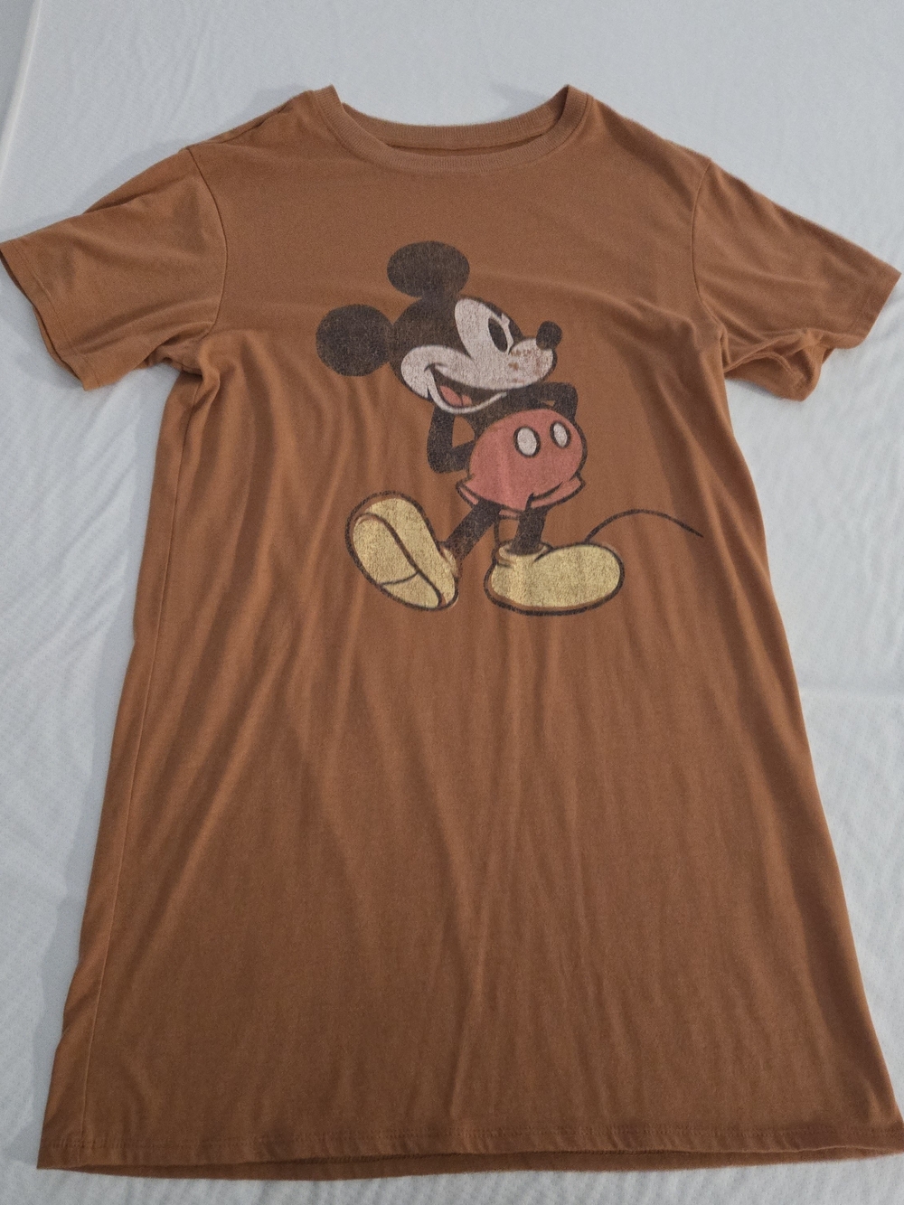Women's Disney Brown Mickey Mouse Mini Dress with Red and Yellow Accents